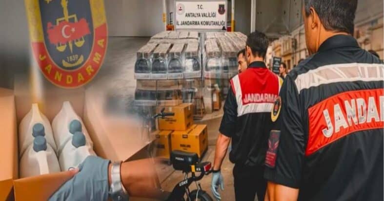 Antalya’da düzenlenen operasyonda 119 bin 500 litre sahte alkol ele geçirildi