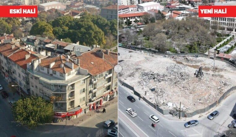 Konya'da Beşyol Kavşağı’nda Kamulaştırılan 8 Binanın Yıkımı Tamamlandı